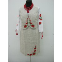 Макова роса, костюм жіночий лляний (жилетка+спідниця)