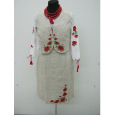 Маковая роса, костюм женский льняной (жилетка + юбка)