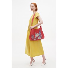 Red Gerbera embroidered shopper bag