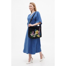 Bag shopper with black embroidery Gerbera