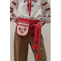 Гаман-ладунка льняний вишитий з поясом Квітка