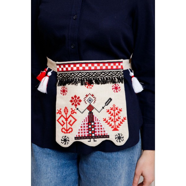 Гаман-ладунка, вышитая поясом Берегиня (беж-меланж)