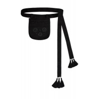 Гаман-ладунка чорний льняний вишитий з поясом Квітка