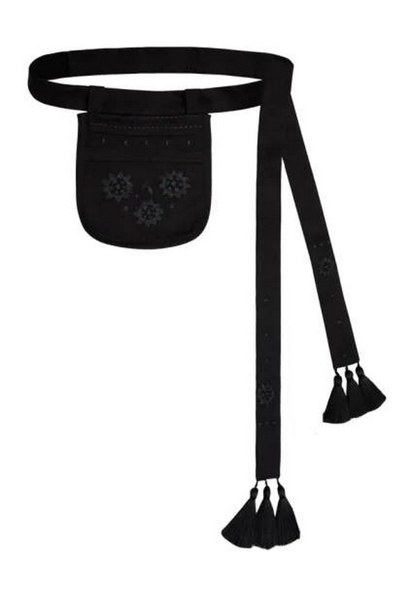 Linen embroidered handbag with a belt Flower