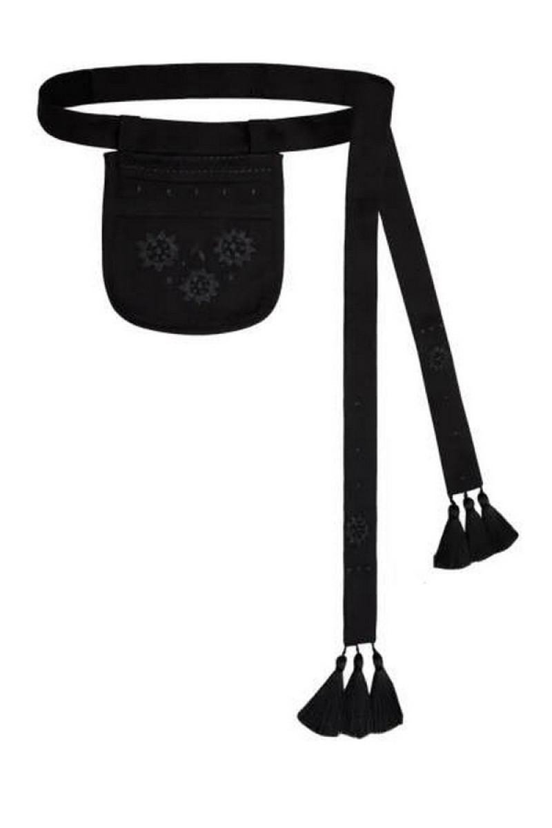 Linen embroidered handbag with a belt Flower