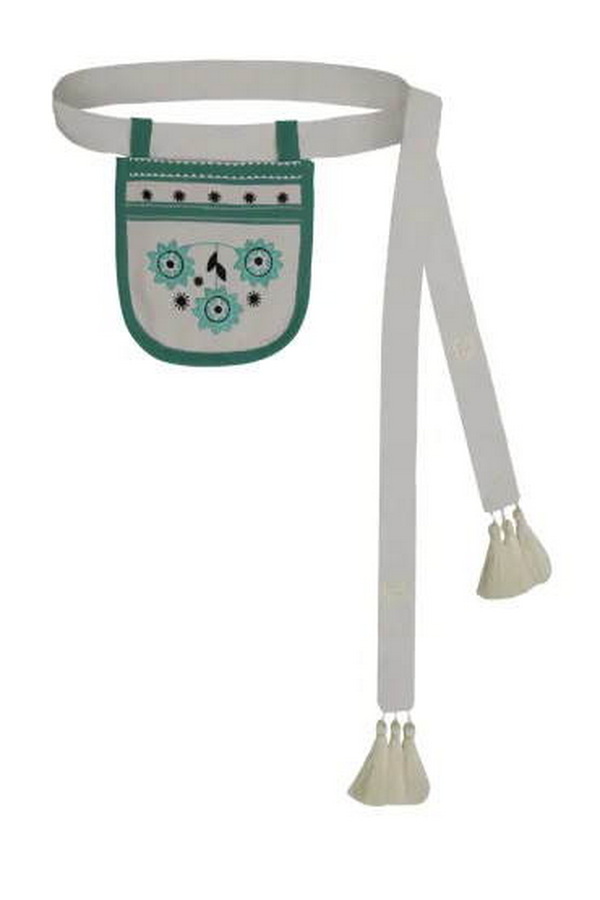 Linen embroidered handbag with a belt Flower