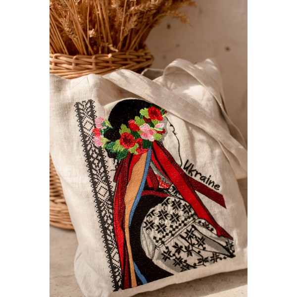 Bag Shopper Elderberry? Bag-shopper made of dense cotton, decorated with embroidery.