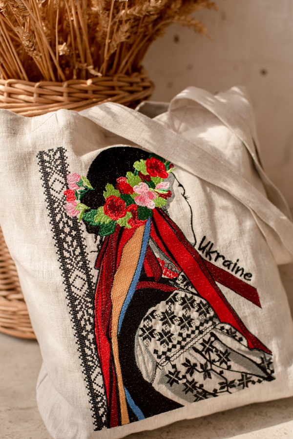 Ukrainian Girl shopper bag. Patriotic, made of lightweight cotton