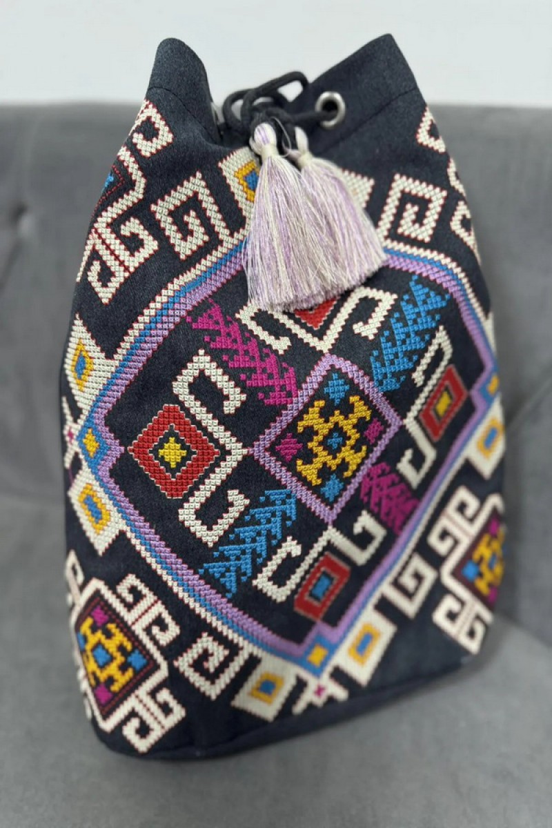 Black bag with embroidery of Podillia colors