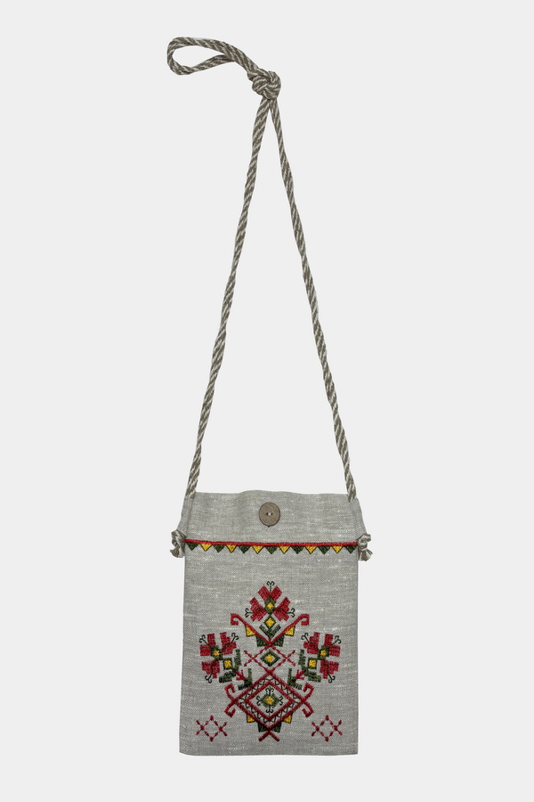 Embroidered waist bag “Myryanochka” gray, dimensions 17*21