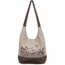 Horizon, brown linen bag with embroidery