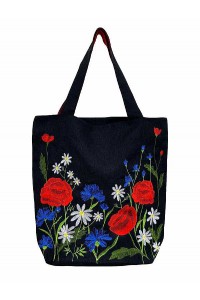 Watercolor, shopper bag with embroidery