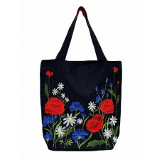 Watercolor, shopper bag with embroidery