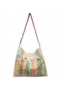 Beige bag with embroidery Rainbow