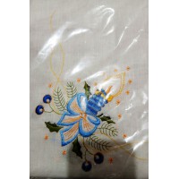 Льняная скатерть с вышивкой Новогодние колокольчики