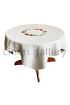 Poppy, linen tablecloth gray square round embroidery in the center 138*138 cm