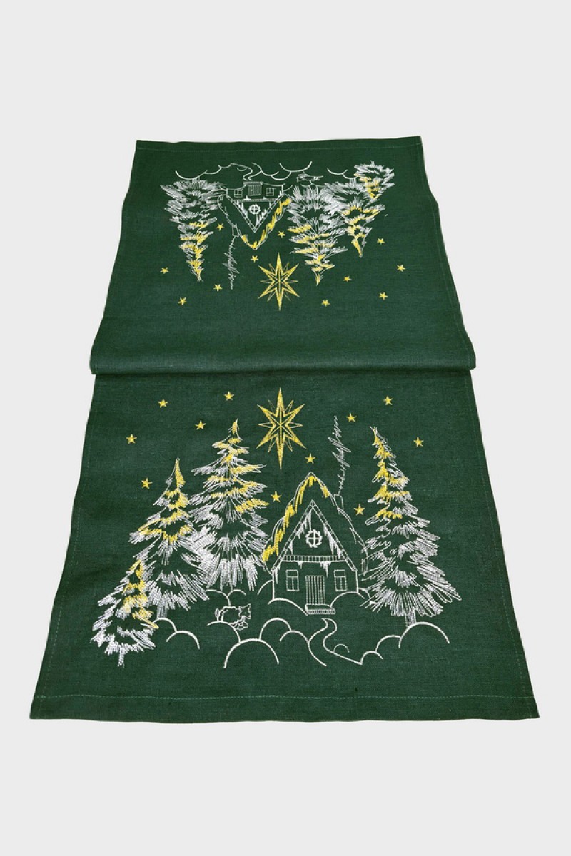 Доріжка "Казкове сяйво", синій зелений, новорічний, Розмір 48*140 см