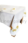 Sunflowers, gift set with embroidery 140*140, white linen