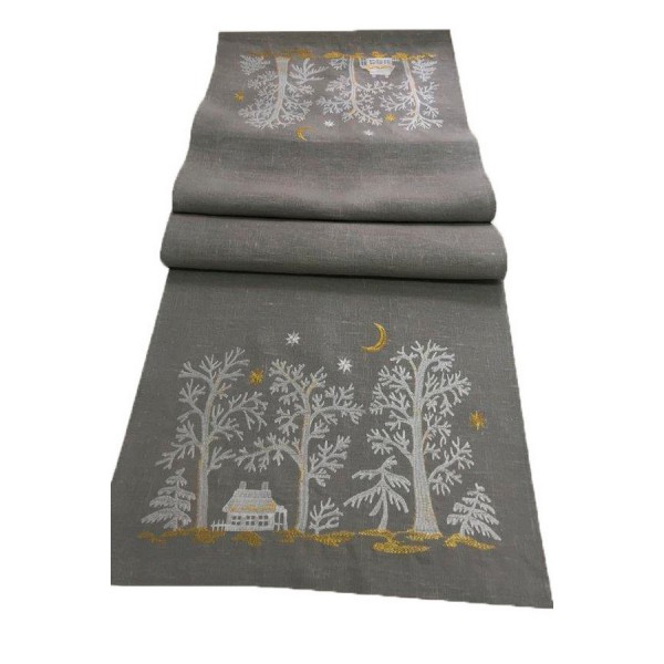 Зимняя сказка. льняное дорожка на стол