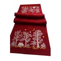 A winter fairy tale. linen path on the table