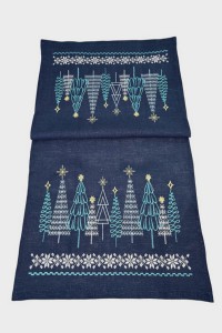 Доріжка "Зимовий ліс", синій новорічний, Розмір 48*140 см