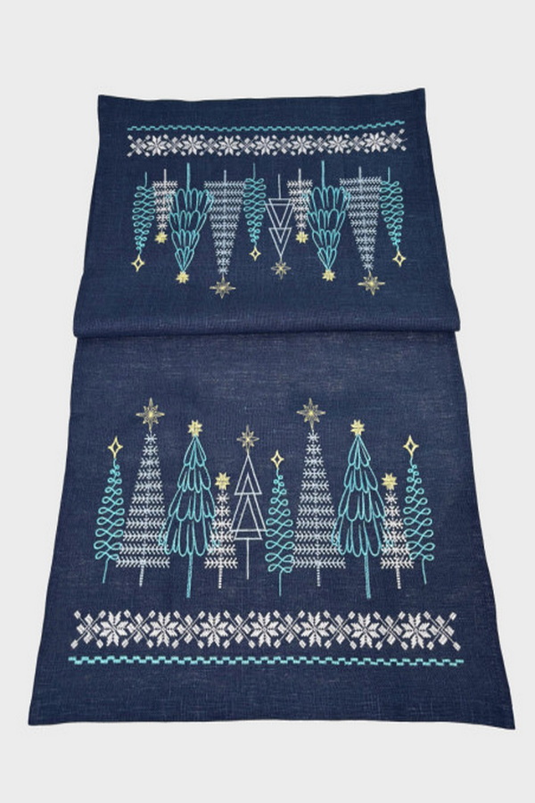 Runner "Winter Forest", blue New Year, Size 48*140 cm