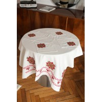White linen tablecloth with embroidery "Hospitality"
