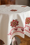 White linen tablecloth with embroidery "Hospitality"