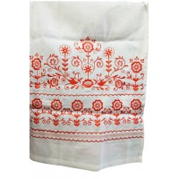 Towel "Wedding" white linen with red embroidery