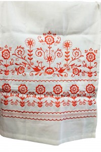 Towel "Wedding" white linen with red embroidery
