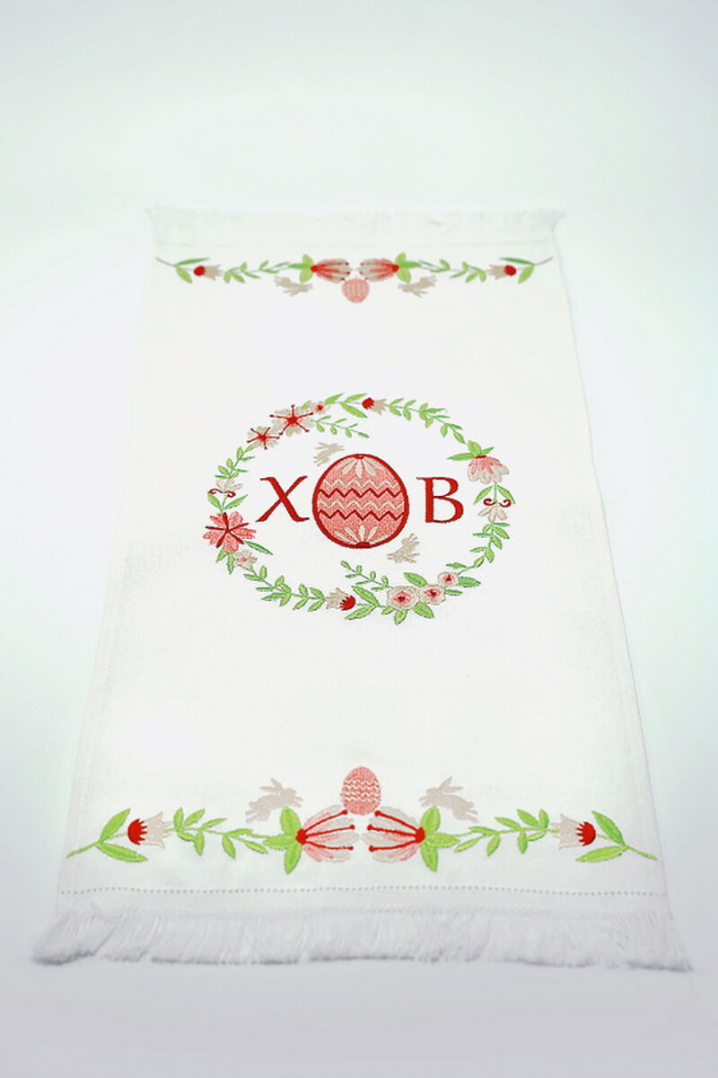 Easter towel 33x65 cm Easter bunnies (red-yellow-green)