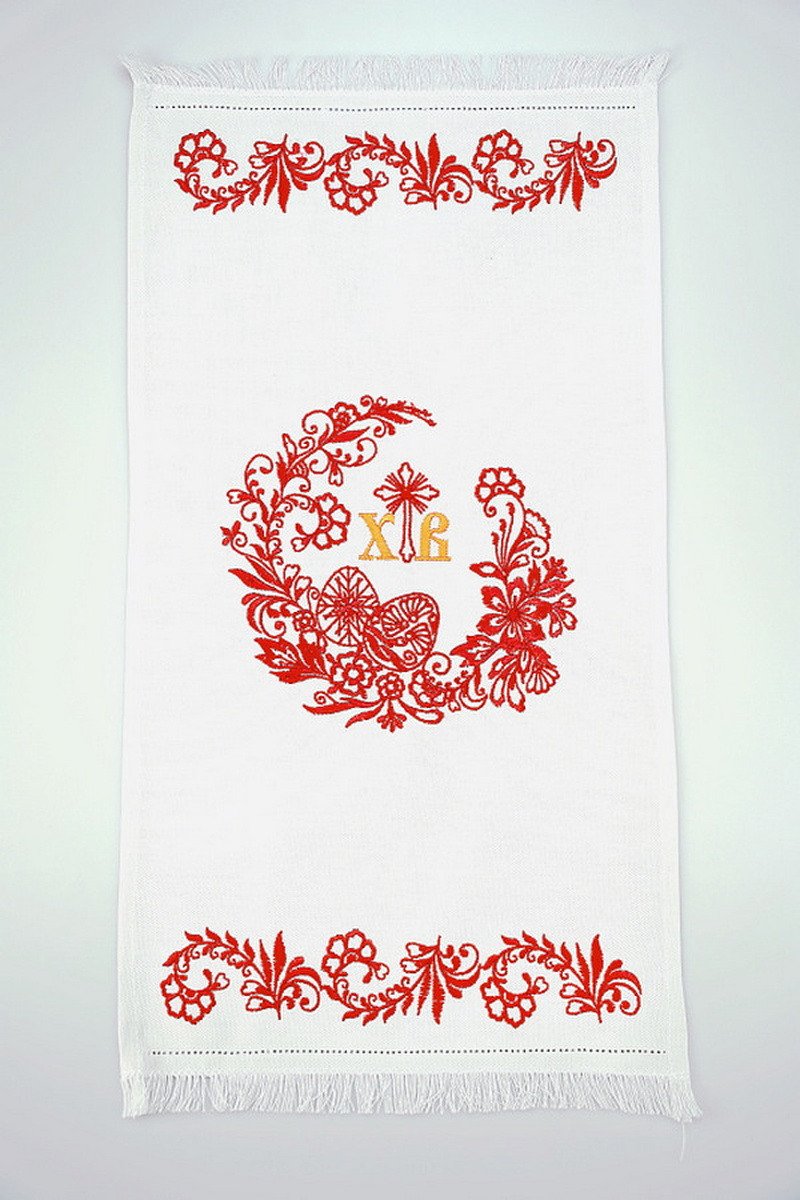 Easter towel with the “Easter wreath” pattern (burgundy) 33x65 cm