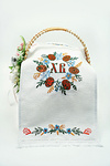 Easter towel with “Pysanka with flowers” pattern (green-orange) 33x65 cm