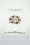 Easter towel with “Pysanka with flowers” pattern (green-orange) 33x65 cm