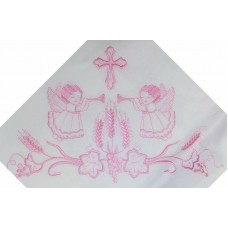 Крыжма для крещения с розовой вышивкой