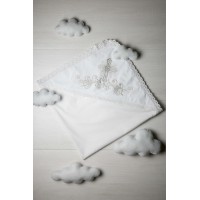 Белая крыжма с серебистой вышивкой Крест