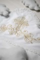 Крижма для хрещення біла з золотистою вишивкою Хрест
