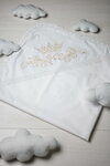White baptismal shawl with beige embroidery Crown