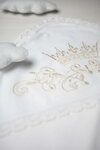White baptismal shawl with beige embroidery Crown