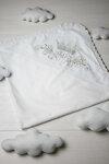 White baptismal cloth with silver embroidery Crown