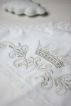 White baptismal cloth with silver embroidery Crown