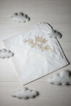 White baptismal shawl with golden embroidery Crown