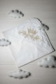 Крижма для хрещення біла з золотистою вишивкою Корона
