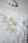 White baptismal shawl with golden embroidery Crown