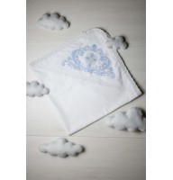 Крижма для хрещення біла з блакитною вишивкою Лілея