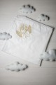 Крижма для хрещення біла з золотистою вишивкою Янгол
