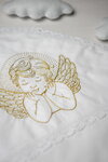 White baptismal shawl with golden embroidery Crown