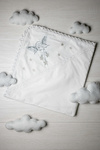 White baptismal cloth with silver embroidery of Stars