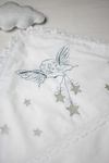 White baptismal cloth with silver embroidery of Stars
