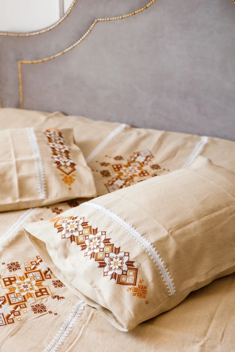 Bedding set for with embroidery Carpathian colors